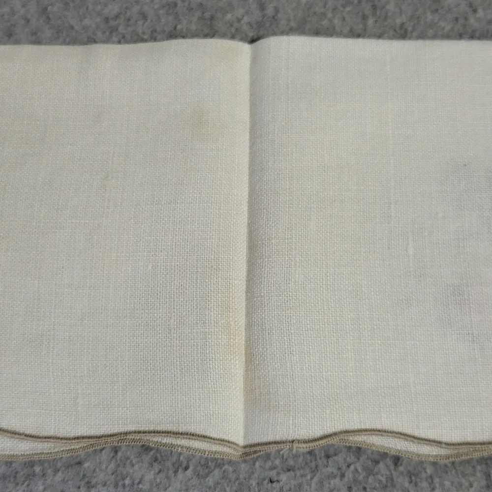 Vintage Set of 4 Grapes Floral Linen Napkins Cross Stitch Scalloped Edge Kitchen